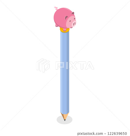 3D Isometric Flat Vector Set of Various Kawaii Pens, Stationery for School and Work. Item 5 122639650