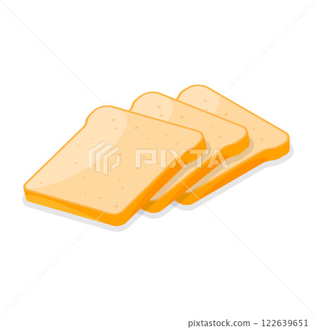 3D Isometric Flat Vector Set of Breakfast Toasted Bread, Baked Bread Products. Item 1 122639651