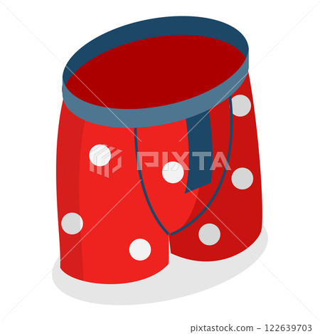 3D Isometric Flat Vector Illustration of Mens Underwear, Classic Boxers. Item 3 3D Isometric Flat Vector Illustration of Mens Underwear, Classic Boxers. Item 3 122639703