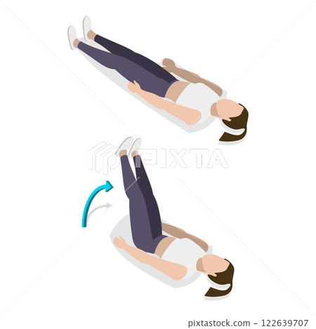 3D Isometric Flat Vector Illustration of ABS Workout For Women, Abdominal Training. Item 5 122639707