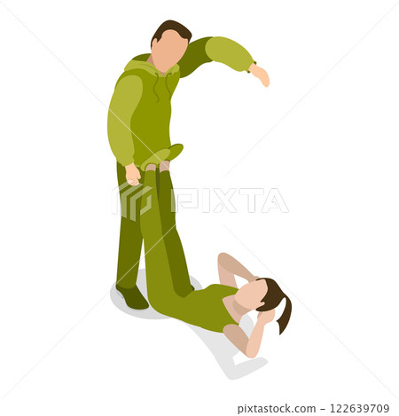 3D Isometric Flat Vector Set of English Alphabet with People, ABC Letters. Item 24 122639709