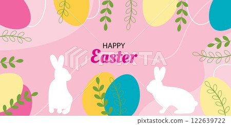 Easter poster, banner, greeting card in modern minimalistic style. 122639722