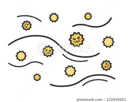 Illustration of a flying pollen character (line drawing) Illustration of a flying pollen character (line drawing) 122639881