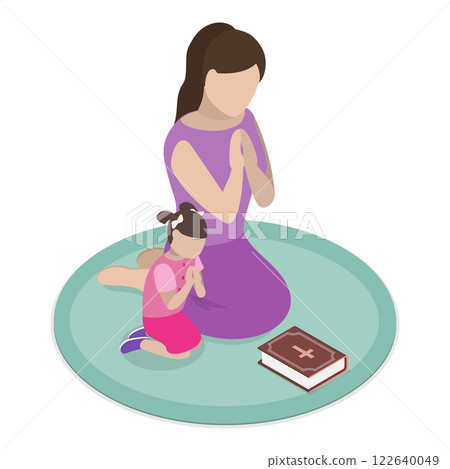 3D Isometric Flat Vector Illustration of Christian Rituals, Faith in the Higher Power. Item 3 3D Isometric Flat Vector Illustration of Christian Rituals, Faith in the Higher Power. Item 3 122640049