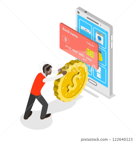 3D Isometric Flat Vector Illustration of Service Subscription, Membership Fee. Item 3 122640123