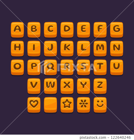 Alphabet ABC Icon set on Dark Background. Vector Alphabet ABC Icon set on Dark Background. Vector 122640246