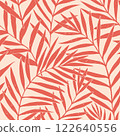 Seamless vector pattern palm dypsis leaves. Summer palm leaves tropical fabric design. Dypsis lutescens seamless pattern. Vector endless illustration. 122640556