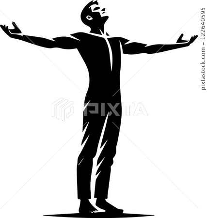 silhouette of businessman, black silhouette of a man with his arms outstretched vector 122640595