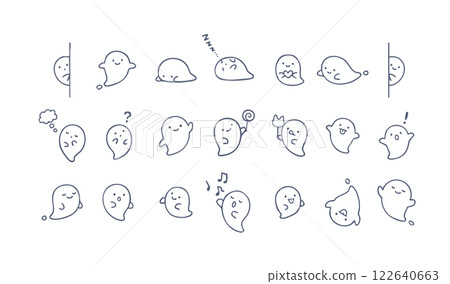 Simple and cute various ghost illustrations decoration set ghost ghost halloween emotions 122640663