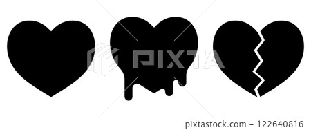 Simple heart mark 3-piece set Black 122640816