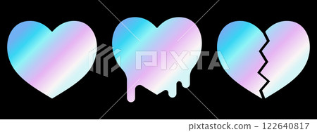 Set of 3 simple heart marks - hologram 122640817