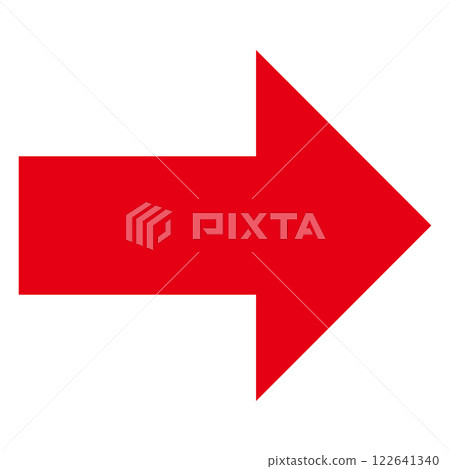 Simple right-facing red arrow on white background 122641340