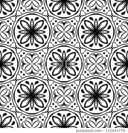 Portuguese ceramic tile pattern. Mediterranean traditional ornament. Italian or spanish majolica. 122641779