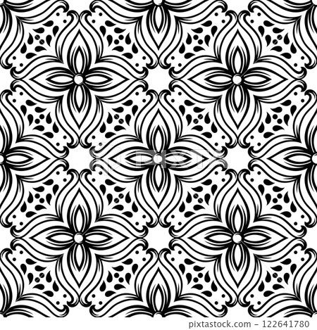 Portuguese ceramic tile pattern. Mediterranean traditional ornament. Italian or spanish majolica. 122641780