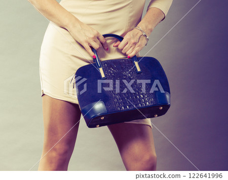 Part body of elegant woman with bag. 122641996
