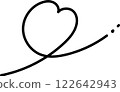 Hand-drawn curved heart, black and white illustration 122642943