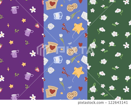 Seamless Floral and Festive Patterns 122643141
