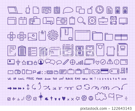 Hand-Drawn UI Icons Set Hand-Drawn UI Icons Set 122643143