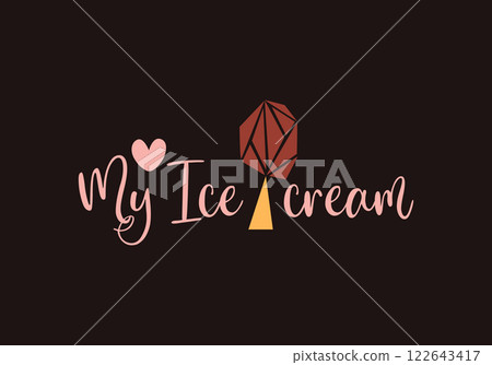 Logo for ice cream shop popsicle on brown 122643417
