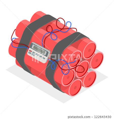 3D Isometric Flat  Set of Bombs And Dynamites. Item 1 122643430