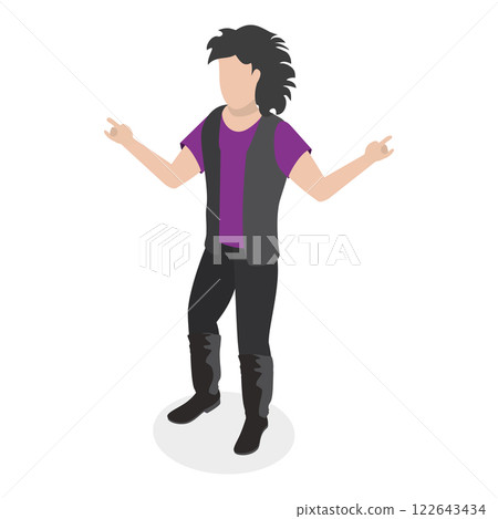 3D Isometric Flat  Set of People with 90s Outfit. Item 3 122643434