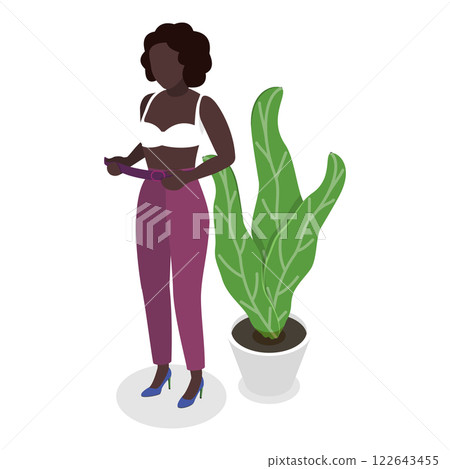 3D Isometric Flat  Set of Undressing People. Item 1 122643455