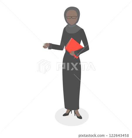 3D Isometric Flat  Set of Arab Business Woman. Item 3 122643458