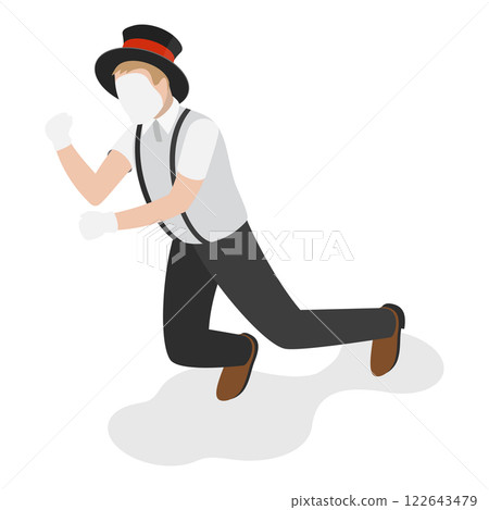 3D Isometric Flat  Set of Mime Actors. Item 7 122643479