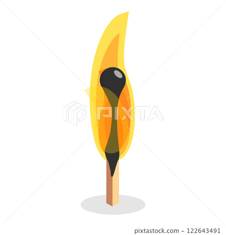 3D Isometric Flat  Set of Burning Matchs. Item 3 122643491