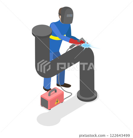 3D Isometric Flat  Set of Welder Workers. Item 3 122643499