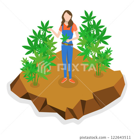 3D Isometric Flat  Illustration of Hemp Farm. Item 1 122643511