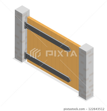3D Isometric Flat Set of Terrace Fences and Gates. Item 5 3D Isometric Flat Set of Terrace Fences and Gates. Item 5 122643512