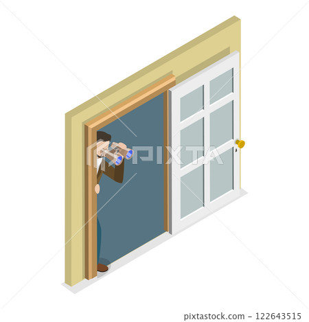 3D Isometric Flat  Set of Peeking People. Item 2 122643515