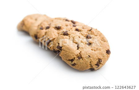 Chocolate chip cookies isolated on white background. Chocolate chip cookies isolated on white background. 122643627