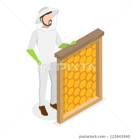 3D Isometric Flat  Set of Beekeeping. Item 6 122643840