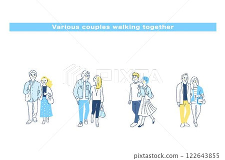 Set of 4 couples walking together 122643855