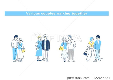 Set of 4 couples walking together 122643857