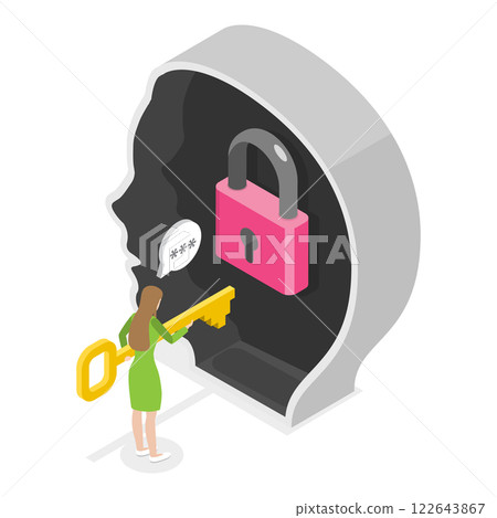 3D Isometric Flat  Illustration of Mental Health. Item 2 122643867