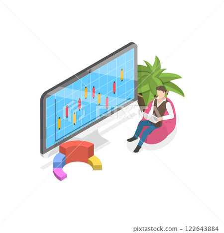 3D Isometric Flat Illustration of Financial Analysis. Item 1 3D Isometric Flat Illustration of Financial Analysis. Item 1 122643884