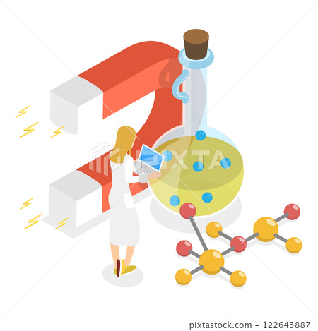 3D Isometric Flat  Illustration of Female Scientist. Item 1 122643887