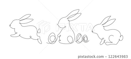 Easter bunny outline vector illustration. Abstract rabbit in line style 122643983