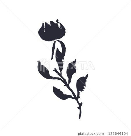 Black and white minimal rustic inky flower silhouette Black and white minimal rustic inky flower silhouette 122644104