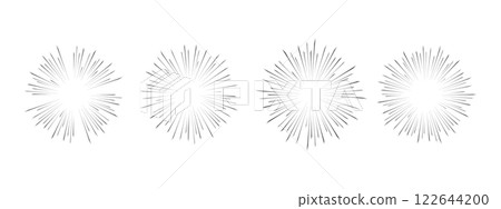 Comic book style radial focus lines for manga and anime. Vector illustration of abstract explosions, space flash and dynamic effects. 122644200
