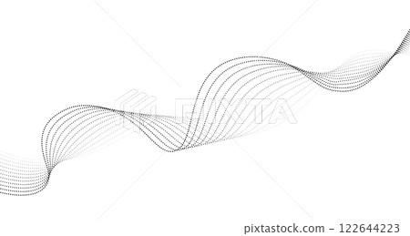 Dynamic dotted halftone wavy lines .Abstract smooth wave lines Vector background for technology, science, innovation concepts 122644223