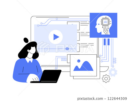 AI-Powered Visual Content Creation abstract concept vector illustration. AI-Powered Visual Content Creation abstract concept vector illustration. 122644309