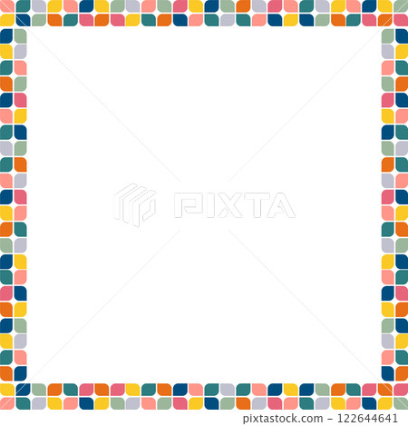 Colorful stylish geometric empty frame. Vector frame for text. Modern Art baby shower graphic Colorful stylish geometric empty frame. Vector frame for text. Modern Art baby shower graphic 122644641