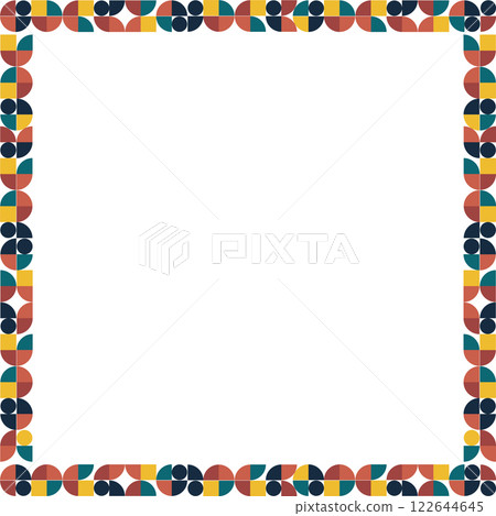 Colorful stylish geometric empty square frame. Vector frame for text. Modern Art baby shower graphic 122644645