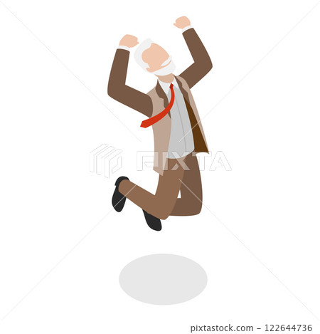 3D Isometric Flat  Illustration of Happy Seniors. Item 5 122644736