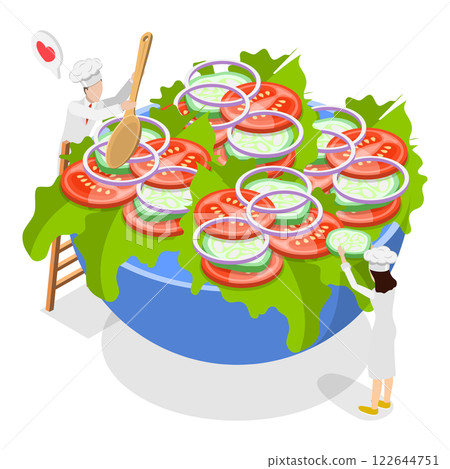 3D Isometric Flat  Illustration of Various Dishes. Item 2 122644751