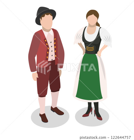 3D Isometric Flat Illustration of Europeans National Clothes. Item 2 3D Isometric Flat Illustration of Europeans National Clothes. Item 2 122644757